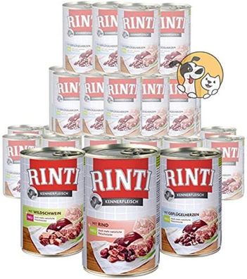 RINTI - Kennerfleisch Adult ¦ Mixpaket - 20 x 400g | verschiedene Sorten ¦ nasses ...