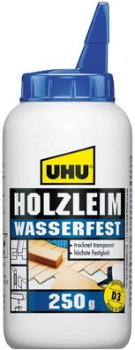 UHU Holzleim Wasserfest Flasche, Universeller und wasserfester Weißleim - geeignet...