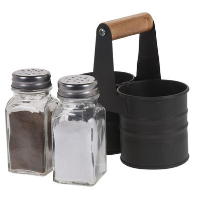 Salz-und Pfefferstreuer mit Halterung Menage Salzstreuer Gewürzstreuer Tischdeko