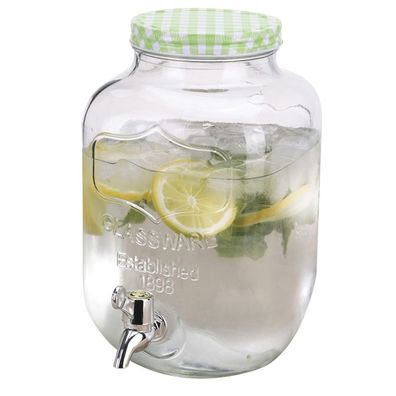 Getränkespender aus Glas 4L Getränkeportionierer Dispenser Saft Wasser Cocktail