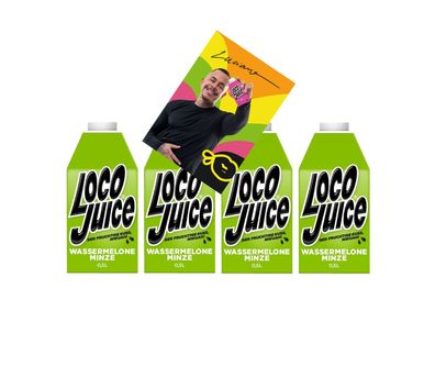 Loco Juice 4er Set Wassermelone Minze 4x 0,5L von Luciano der Fruchtige Mwuah