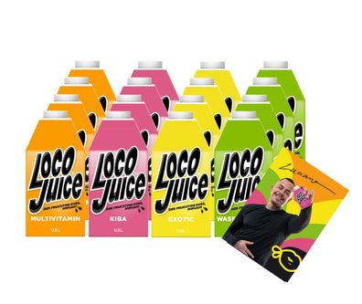 Loco Juice 16er tasting Set 4x pro Sorte Kiba + Exotic + Wassermelone + Multivitamin