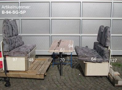 Bürstner Sitzgruppe ca 180 x 95 mit Tisch gebraucht (Dinette klein) mit Gurtböcke...