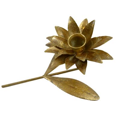 Kerzenständer Metall gold Seerose Blume für Stabkerzen