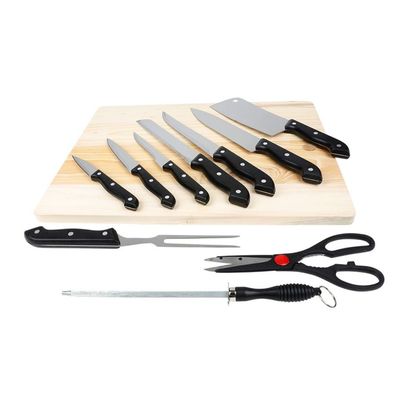 Messer-Set 11-tlg Schneidebrett Küchenmesser Fleischmesser Brotmesser Küchenbeil