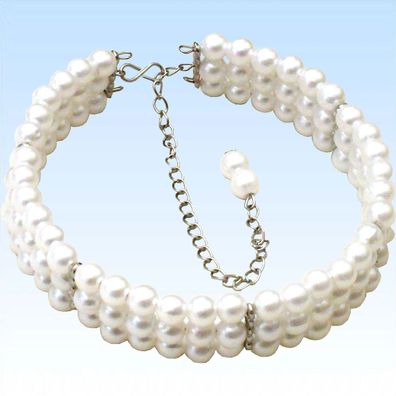 Elegante Perlenkette 3 reihig Perlen Kette für Charleston Kostüme 20er Jahre Party