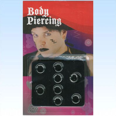 8 Ringe Body Piercing schmerzloses Pseudo Fake Piercing Piercingschmuck