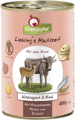 GranataPet¦ Lieblings Mahlzeit - Wildragout, Rind - 6x400g ¦ Hundenassfutter
