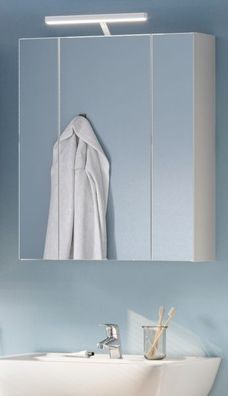 Badezimmer Spiegelschrank "Linus" in weiß Badschrank Spiegel 3-türig 60 x 70 cm