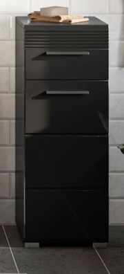 Badezimmer Unterschrank "Linus" in schwarz Hochglanz Badschrank Kommode 30 x 79 cm