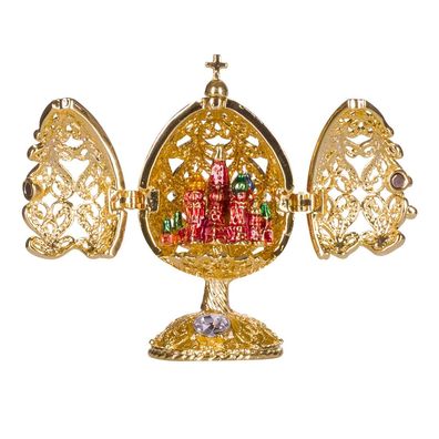 Faberge geschnitzt Ei mit Kirche des Erlösers auf Blut 6,5 cm gold