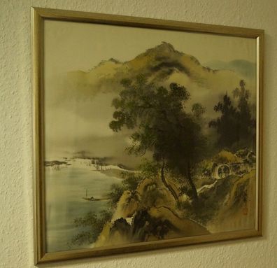 Landschaft Japanisches Gemälde im Rahmen Bild Malerei Kunst Japan 4310