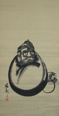 Japanisches Rollbild Bodhidharma (Daruma) Japan Roll-Up Geschenk Asia 4417