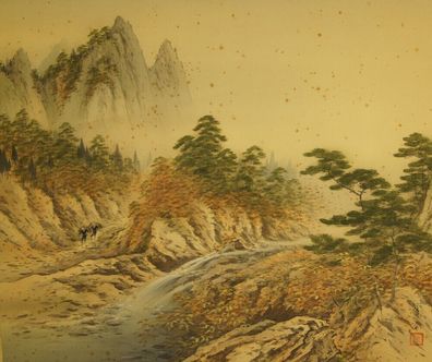 Landschaft Japanisches Rollbild Bildrolle Kunst Kakemono Gemälde Malerei 5061