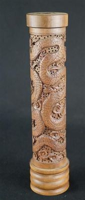Chinesischer Pinselhalter fur Kalligrafie mit Drachen aus Holz Handarbeit 4445