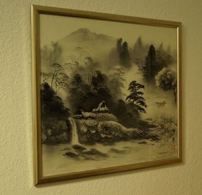 Landschaft Japanisches Gemälde im Rahmen Bild Malerei Kunst Japan 4308