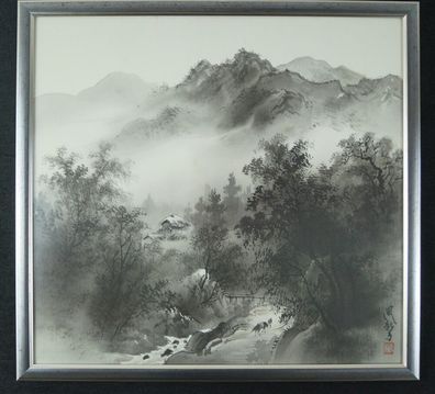 Landschaft Japanisches Gemälde im Rahmen Bild Malerei Geschenk Asien 4592