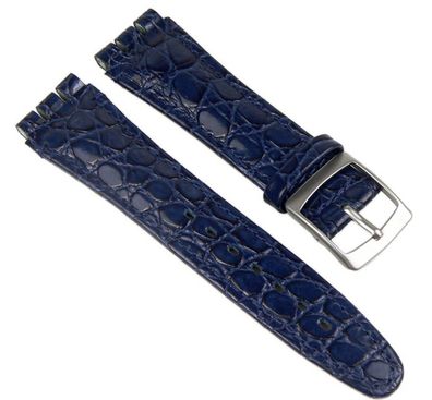Minott Uhrenarmband Leder blau passend zu Swatch Uhren 19mm 19932S