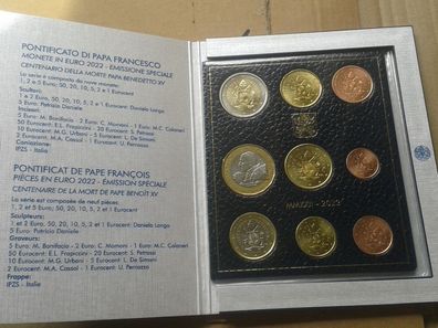 KMS 2022 Vatikan mit 5 euro im Folder Kursmünzensatz 2022 Vatikan + 5€