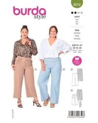 burda style Papierschnittmuster Hosen mit Reißverschluss und Gürtel #6019