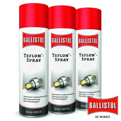 Ballistol 3x400 ml Teflon? Spray Spezialspray Lauflager Metall Kunststoff Pflege
