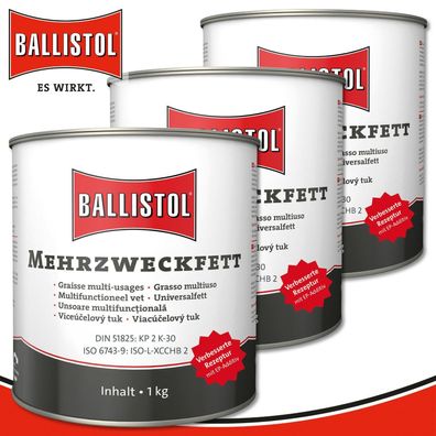 Ballistol 3 x 1 kg Mehrzweckfett Eimer Lithiumseifenfett