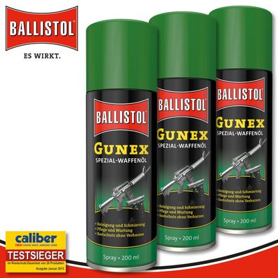 Ballistol 3 x 200 ml Gunex Spezial-Waffenöl Spray Industrie Handwerk Haushalt