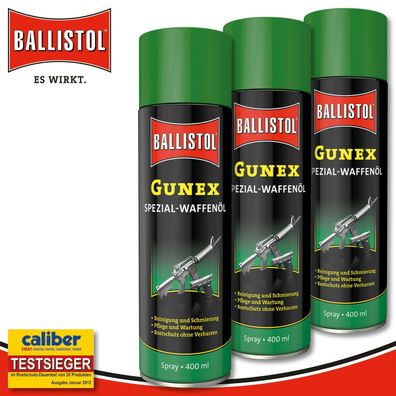 Ballistol 3 x 400 ml Gunex Spezial-Waffenöl Spray Industrie Handwerk Haushalt