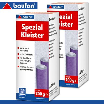 Baufan 2 x 200 g Spezial Kleister Kunstharzverstärkt Hohe Klebkraft Raufaser