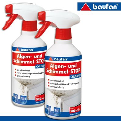 Baufan 2 x 500 ml Algen- und Schimmel-STOP chlorfrei (Gr. Normal)