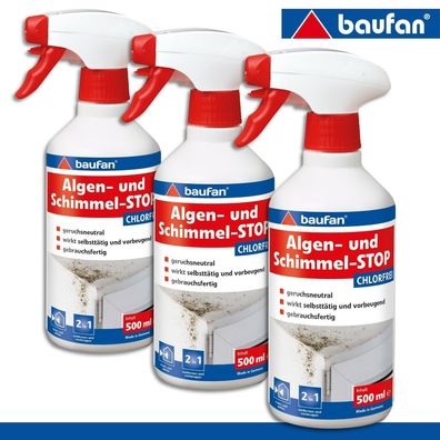 Baufan 3 x 500 ml Algen- und Schimmel-STOP chlorfrei (Gr. Normal)