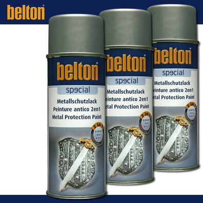 3 x 400 ml Kwasny Belton Special Metallschutzlack 2in1 | Silber | Rostschutzlack