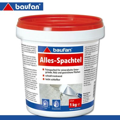 Baufan 1 kg Alles-Spachtel Feinspachtel für Wand, Holz und gestrichene Fläche