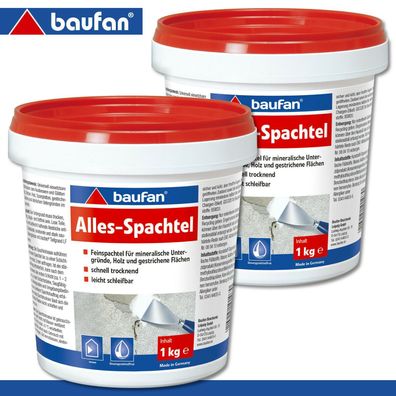 Baufan 2 x 1 kg Alles-Spachtel Feinspachtel für Wand Holz gestrichene Fläche