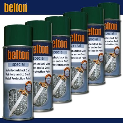 6x400 ml Kwasny Belton Special Metallschutzlack 2in1 | Moosgrün | Rostschutzlack