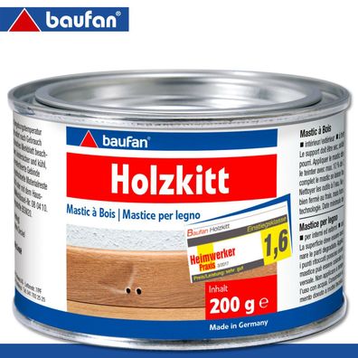 Baufan 200 g Holzkitt Holzspachtelmasse Füllkitt Gebrauchsfertig Naturfarben