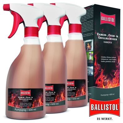 Ballistol 3x600 ml Kamin-, Ofen- und Grillreiniger Kamofix Pumpspray