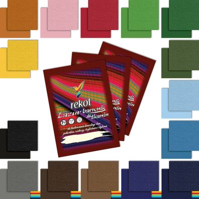 3 x 18 g Textilfarbe Lazur Stofffarbe Färben Nachfärben 15 Farben zur Auswahl