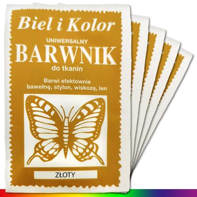 5 x 10 g Textilfarbe Gold Stofffarbe Batikfarbe Stoff Färben Nachfärben