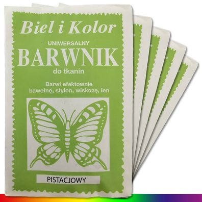 5 x 10 g Textilfarbe Pistaziengrün Stofffarbe Batikfarbe Stoff Färben Nachfärben