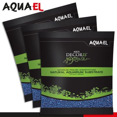 Aquael 3 x 1 kg Aqua Decoris Quarzkies blau 2 - 3 mm Aquariensubstrat