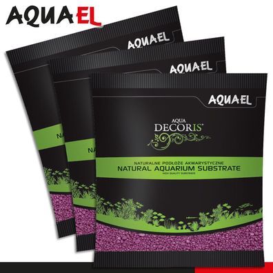 Aquael 3 x 1 kg Aqua Decoris Quarzkies fuchsia 2 - 3 mm Aquariensubstrat