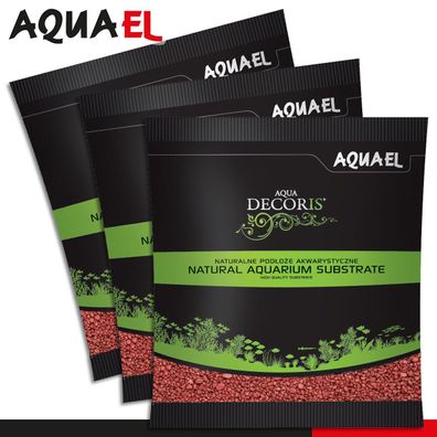Aquael 3 x 1 kg Aqua Decoris Quarzkies rot 2 - 3 mm Aquariensubstrat