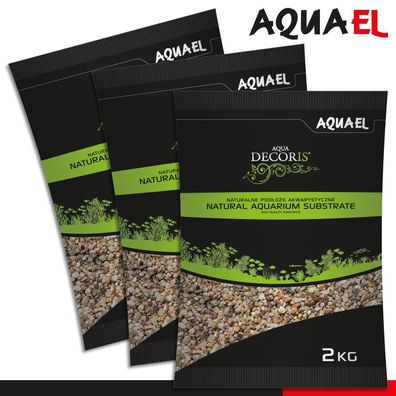 Aquael 3 x 2 kg Aqua Decoris Kies Natural bunt 1,4 - 2 mm Aquariensubstrat