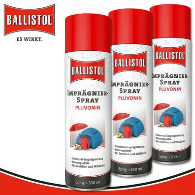 Ballistol 3 x 500 ml Imprägnierspray Pluvonin