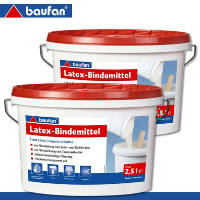 Baufan 2x 2,5l Latex Bindemittel Versiegelung Beschichtung Zusatz zu Tapetenleim