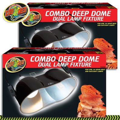2 x Zoo Med Combo Deep Dome Dual Lamp Fixture Terrariumlampenfassung