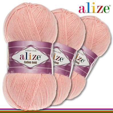 Alize 3 x 100 g Cotton Gold Premium Wolle | Puderrosa 393 |