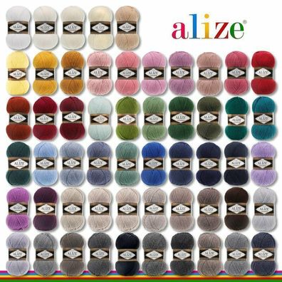 Alize 3 x 100 g Lanagold Premium Wolle 56 verschiedene Farben zur Auswahl