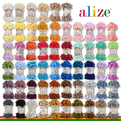 Alize 3x100 g Puffy Premium Wolle |60 verschiedene Farben zur Auswahl | Chenille
